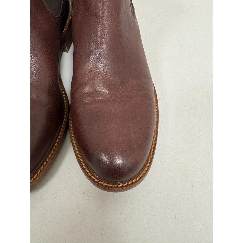 Sofft Brown Leather Pamela Chelsea Ankle Boot Slip On Block Round Toe 9.5M